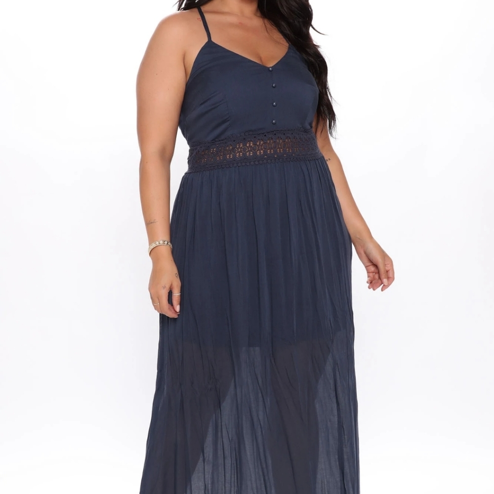 BNWT Fashion Nova Holy Slit Dress Sz Xl Navy